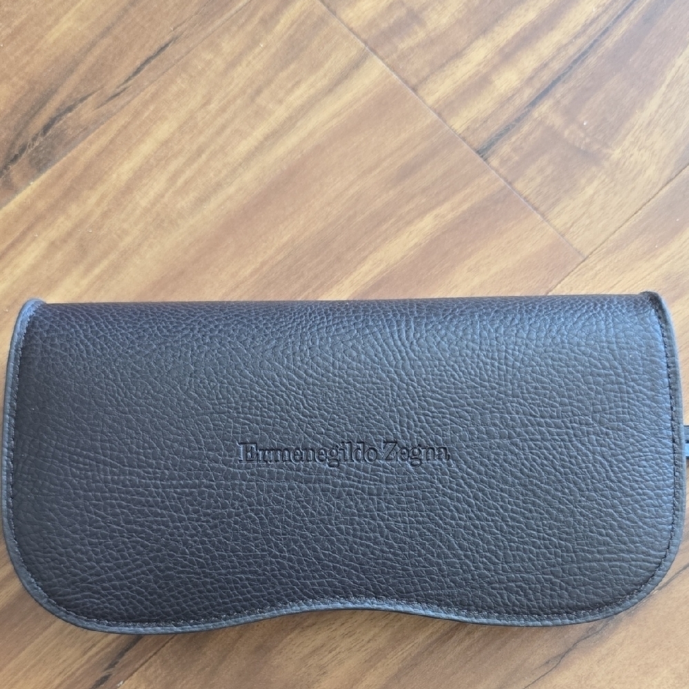 Ermenegildo Zegna Dark Brown Leather Eyewear Holder